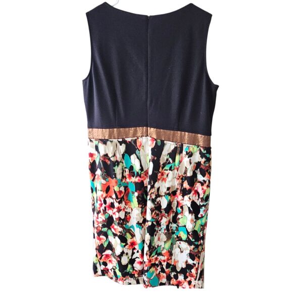 Calvin Klein Plus Size 14W Sheath Dress in Black/Tomato Multi-Color Floral - Picture 3 of 8